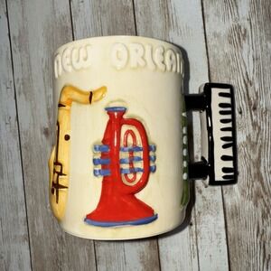 New Orleans Souvenir Mug with Musical Instruments‎ Molded Souvenir Coffee Mug
